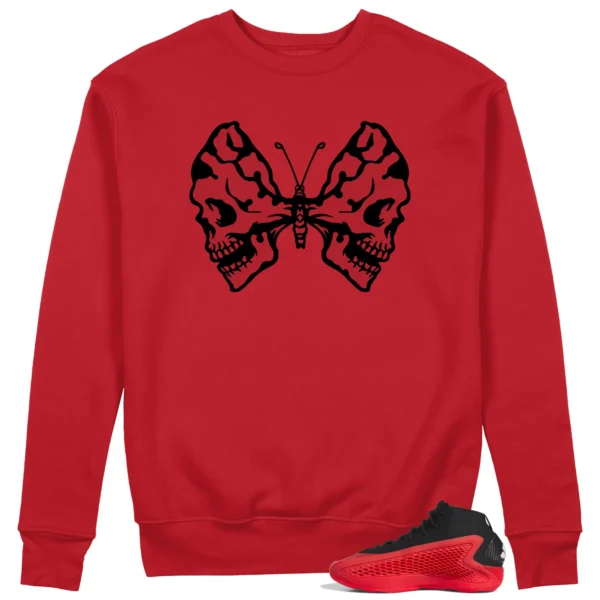 Butterfly Skulls Sweatshirt for adidas Anthony Edwards 1 Pure Ruby Fans