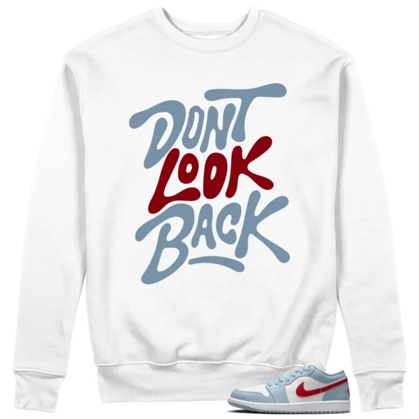 Jordan 1 Low Blue Dune Red Style: Don't Look Back Sweatshirt