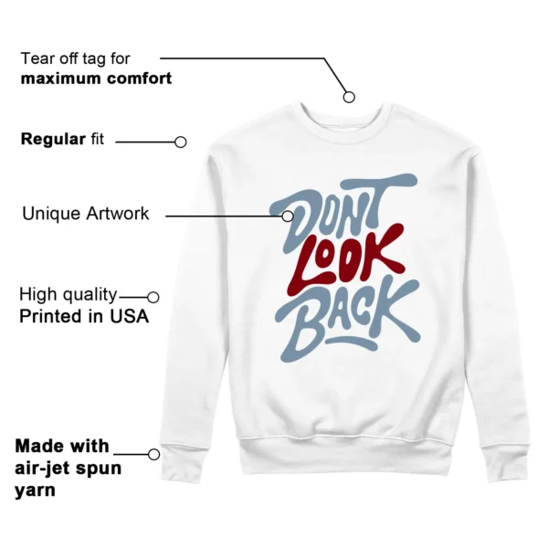 Jordan 1 Low Blue Dune Red Style: Don't Look Back Sweatshirt Features