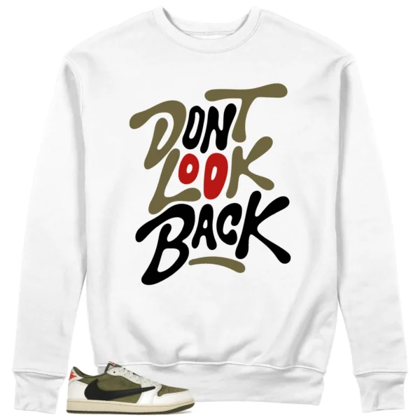 Jordan 1 Low x Travis Scott Medium Olive Style: Don't Look Back Sweatshirt