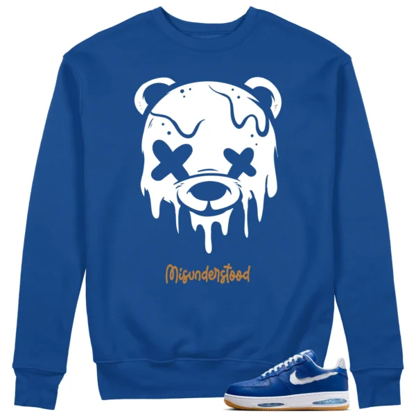 Nike Air Force 1 Low Evo Team Royal Matching Sweat - Drippy Bear Graphic