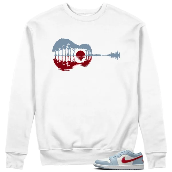 Guitar Sweatshirt for Jordan 1 Low Blue Dune Red Sneaker