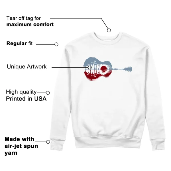 Guitar Sweatshirt for Jordan 1 Low Blue Dune Red Sneaker Features