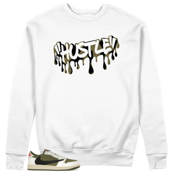 Hustle Drip Sweat Matching Jordan 1 Low x Travis Scott Medium Olive