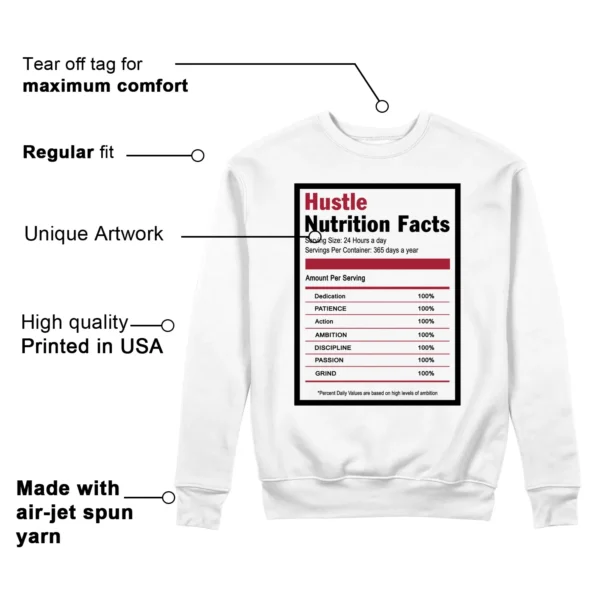 Hustle Facts: Motivational Sweatshirt for Air Jordan 14 Black Toe 2024 Features