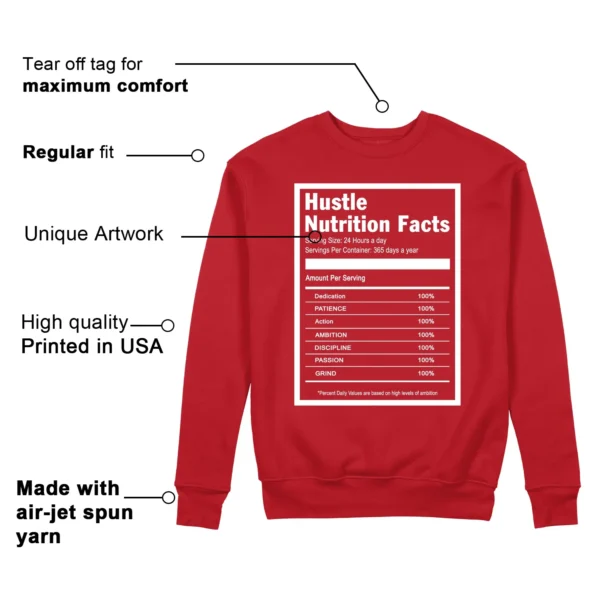 Hustle Facts: Motivational Sweatshirt for Nike Kobe 8 Protro University Red Features