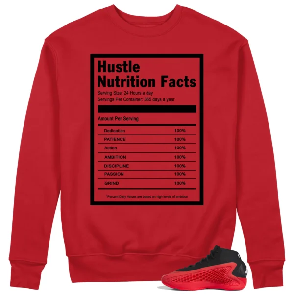 Hustle Facts: Motivational Sweatshirt for adidas Anthony Edwards 1 Pure Ruby