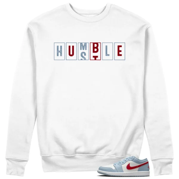 Jordan 1 Low Blue Dune Red - Hustle Humble Sweatshirt