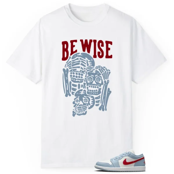 Jordan 1 Low Blue Dune Red 'Be Wise' Matching Shirt