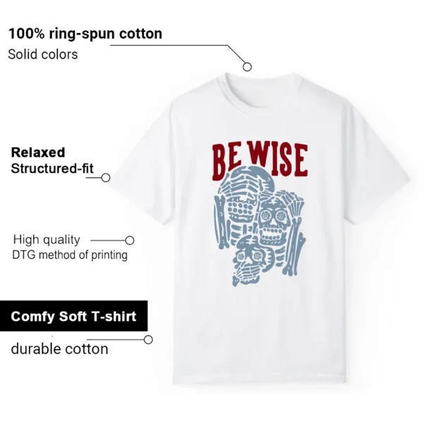 Jordan 1 Low Blue Dune Red 'Be Wise' Matching Shirt Features