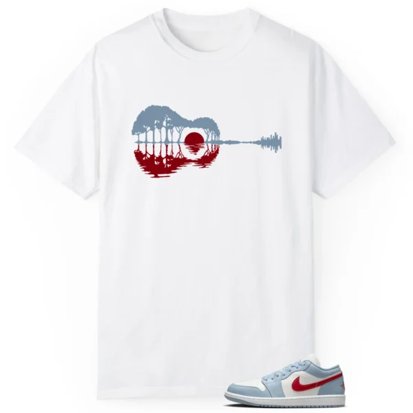 Guitar Shirt for Jordan 1 Low Blue Dune Red Sneaker