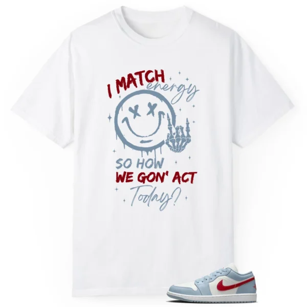 Jordan 1 Low Blue Dune Red Matching Tee Shirt - Match Energy