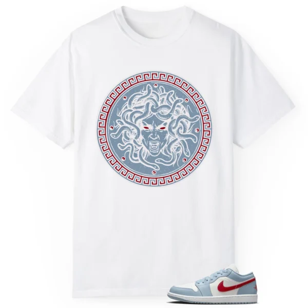 Medusa Tee for Jordan 1 Low Blue Dune Red Kicks