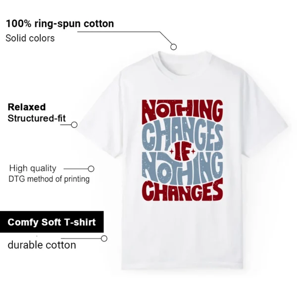 Jordan 1 Low Blue Dune Red Style: Nothing Changes Tee Features