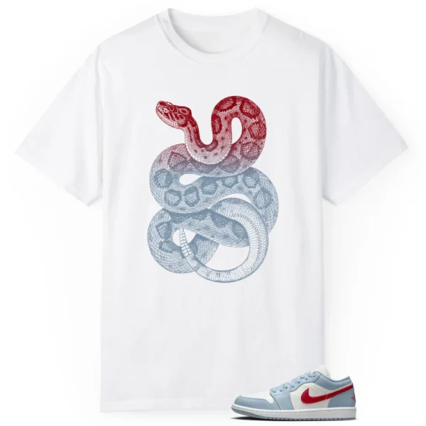 Python Snake Shirt for Jordan 1 Low Blue Dune Red Sneaker