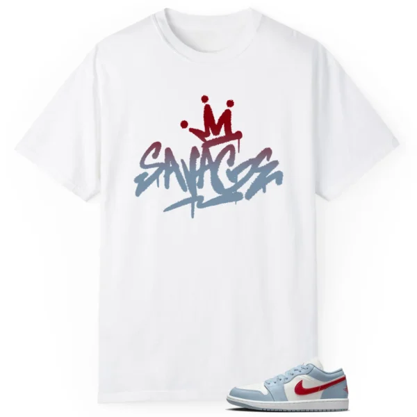 Savage Style Shirt for Jordan 1 Low Blue Dune Red Lovers