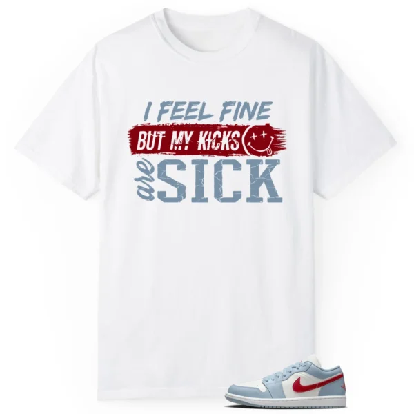 Jordan 1 Low Blue Dune Red Match: Sick Kicks Shirt