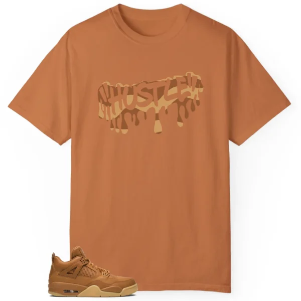 Hustle Drip Tee Matching Jordan 4 Retro Ginger Wheat