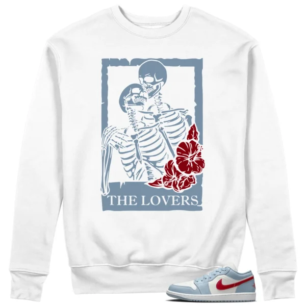 Lovers Sweat for Jordan 1 Low Blue Dune Red Sneakers