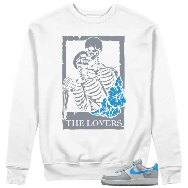 Lovers Sweat for Nike Air Force 1 Low Grey University Blue Sneakers