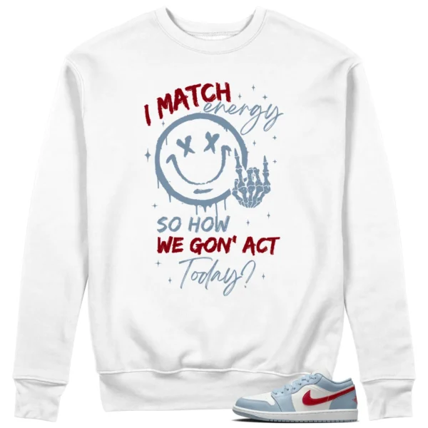 Jordan 1 Low Blue Dune Red Matching Sweatshirt - Match Energy