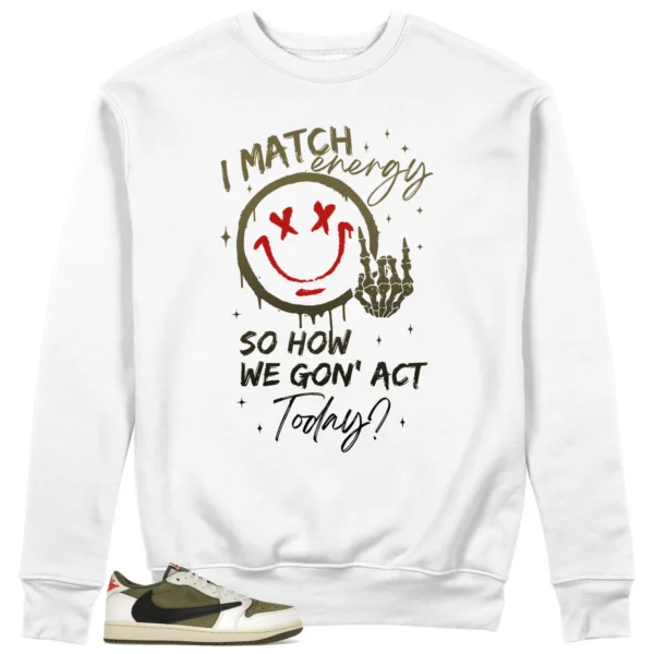 Jordan 1 Low x Travis Scott Medium Olive Matching Sweatshirt - Match Energy