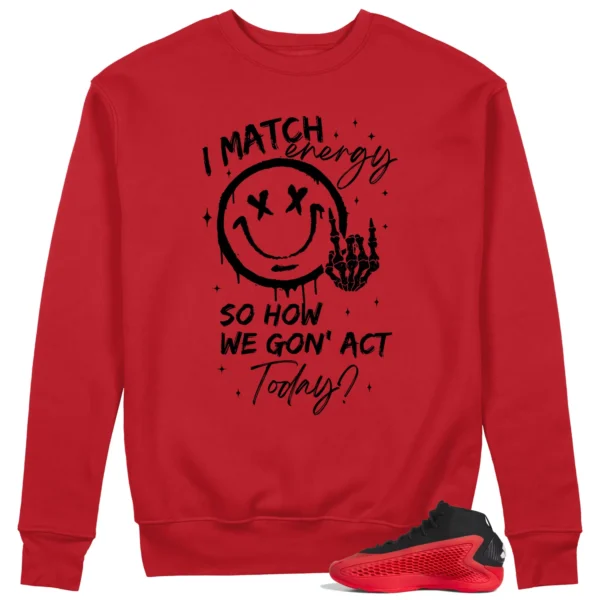 adidas Anthony Edwards 1 Pure Ruby Matching Sweatshirt - Match Energy