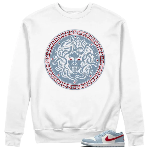 Medusa Sweatshirt for Jordan 1 Low Blue Dune Red Kicks