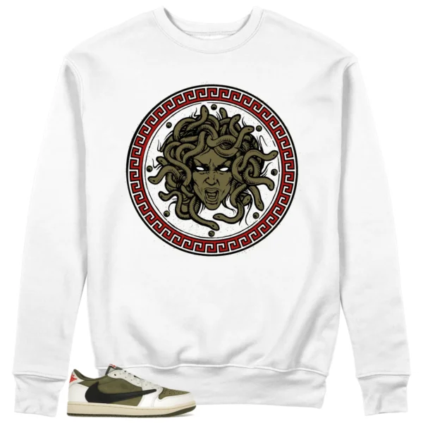 Medusa Sweatshirt for Jordan 1 Low x Travis Scott Medium Olive Kicks