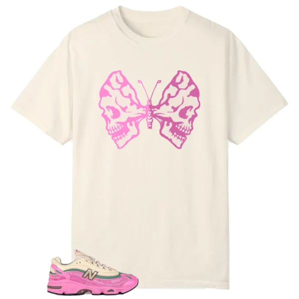 Butterfly Skulls Shirt for New Balance 1000 Tan Pink Fans