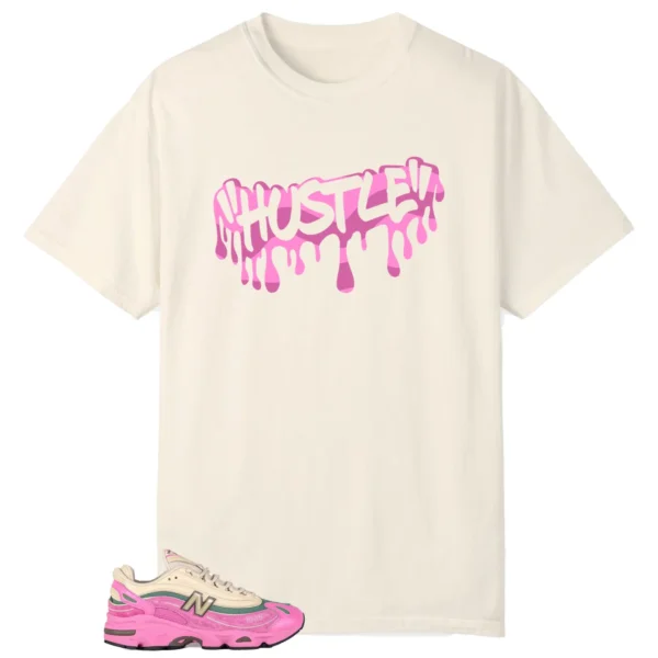 Hustle Drip Tee Matching New Balance 1000 Tan Pink