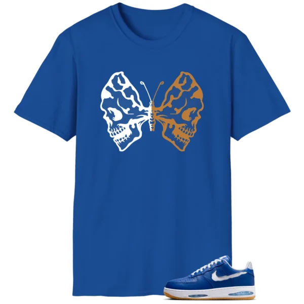 Butterfly Skulls Shirt for Nike Air Force 1 Low Evo Team Royal Fans