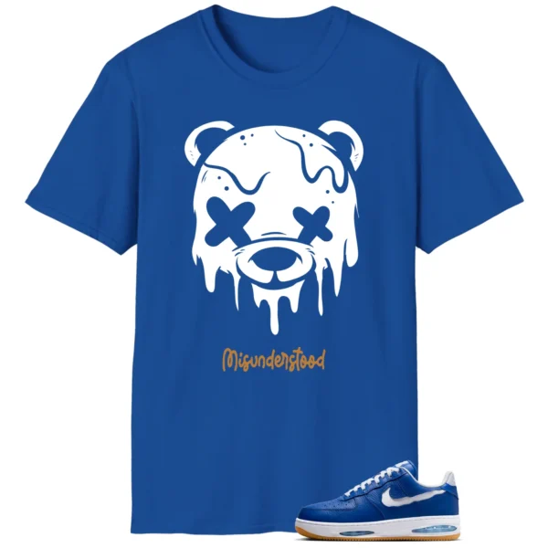 Nike Air Force 1 Low Evo Team Royal Matching Tee - Drippy Bear Graphic