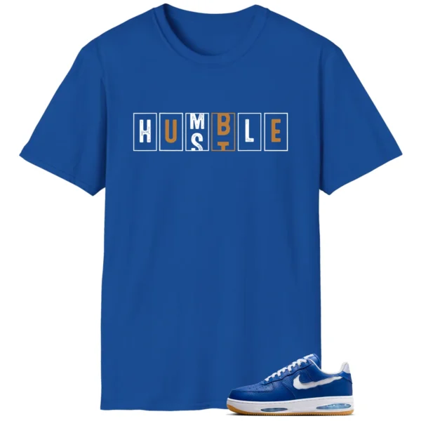 Nike Air Force 1 Low Evo Team Royal - Hustle Humble T-Shirt