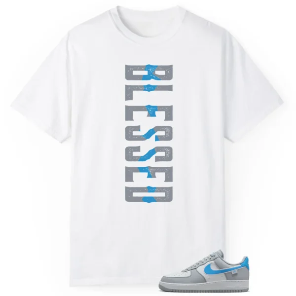 Blessed Tee | Nike Air Force 1 Low Grey University Blue Matchshirt