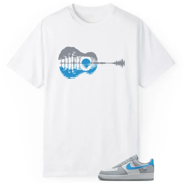 Guitar Shirt for Nike Air Force 1 Low Grey University Blue Sneaker