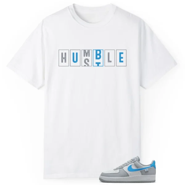 Nike Air Force 1 Low Grey University Blue - Hustle Humble T-Shirt