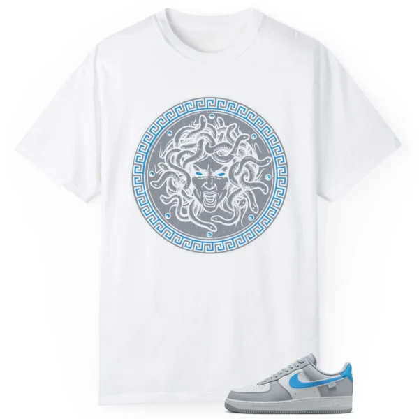 Medusa Tee for Nike Air Force 1 Low Grey University Blue Kicks