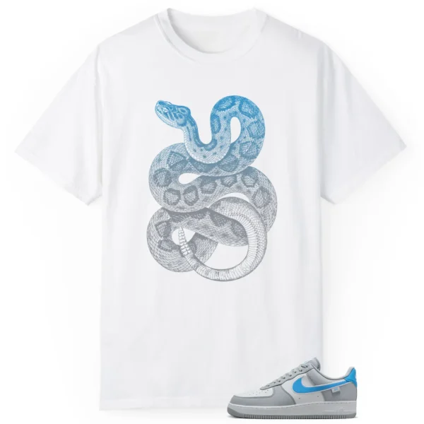 Python Snake Shirt for Nike Air Force 1 Low Grey University Blue Sneaker