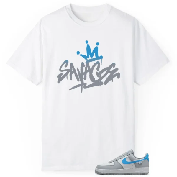 Savage Style Shirt for Nike Air Force 1 Low Grey University Blue Lovers