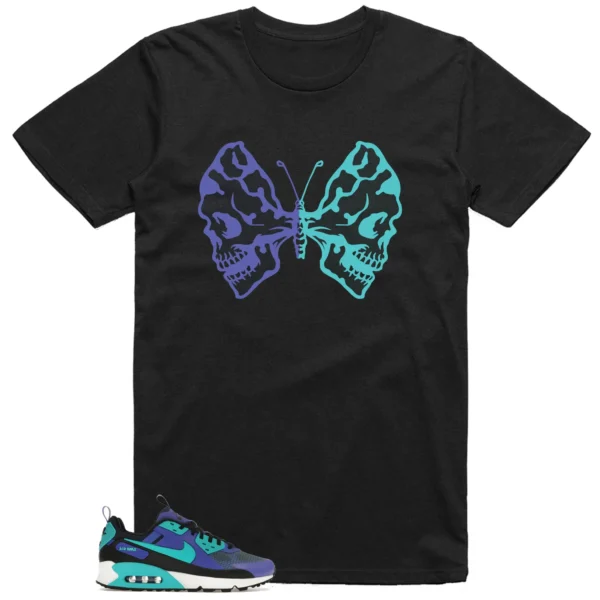 Butterfly Skulls Shirt for Nike Air Max 90 Drift Persian Violet Fans