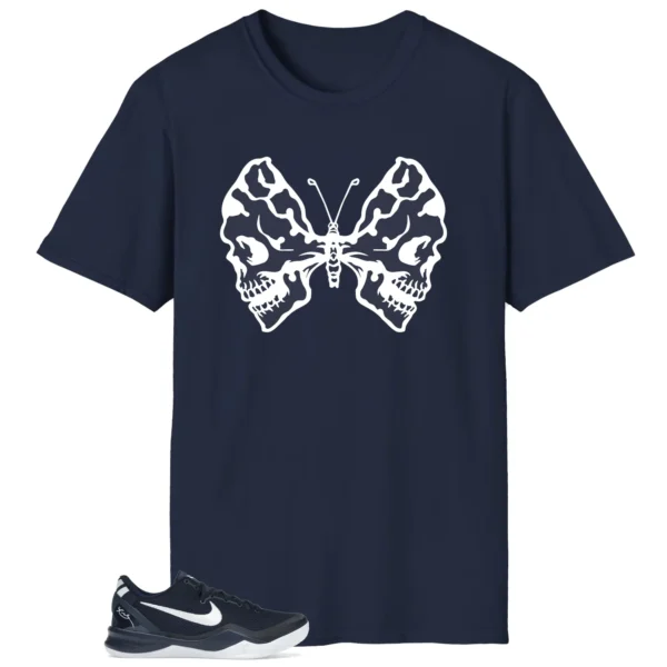 Butterfly Skulls Shirt for Nike Kobe 8 Protro College Navy Fans