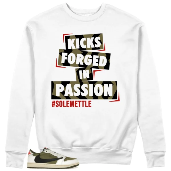 Passion Kicks Sweatshirt - Perfect Match for Jordan 1 Low x Travis Scott Medium Olive