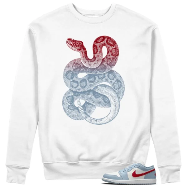 Python Snake Sweatshirt for Jordan 1 Low Blue Dune Red Sneaker