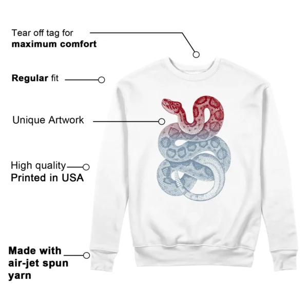 Python Snake Sweatshirt for Jordan 1 Low Blue Dune Red Sneaker Features