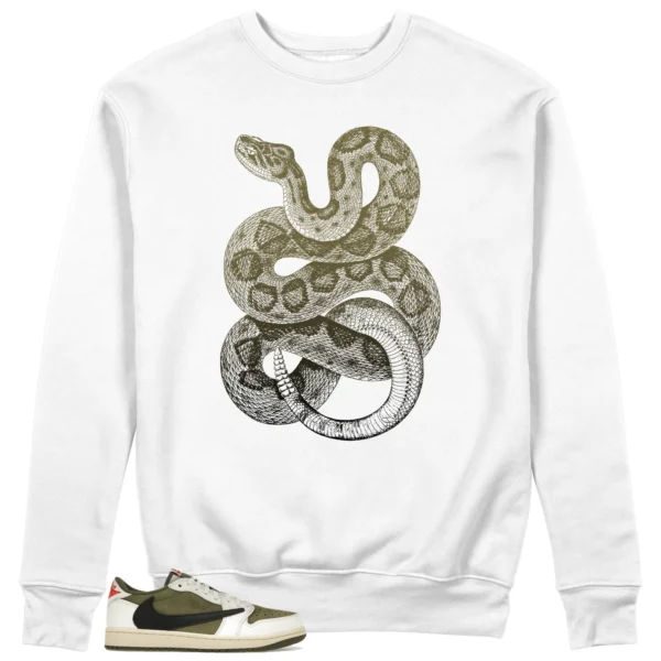 Python Snake Sweatshirt for Jordan 1 Low x Travis Scott Medium Olive Sneaker