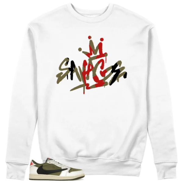 Savage Style Sweatshirt for Jordan 1 Low x Travis Scott Medium Olive Lovers