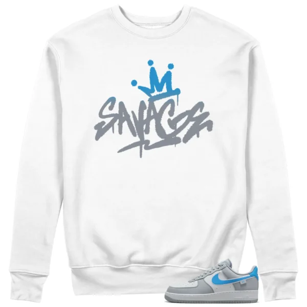 Savage Style Sweatshirt for Nike Air Force 1 Low Grey University Blue Lovers