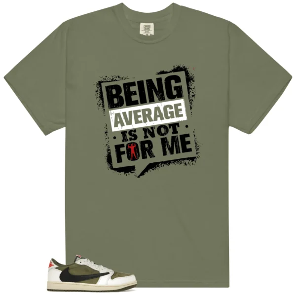 Average Not Me Tee Matches Travis Scott Medium Olive 1s Sneaker