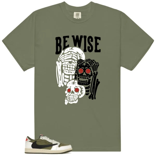 Travis Scott Medium Olive 1s 'Be Wise' Matching Shirt